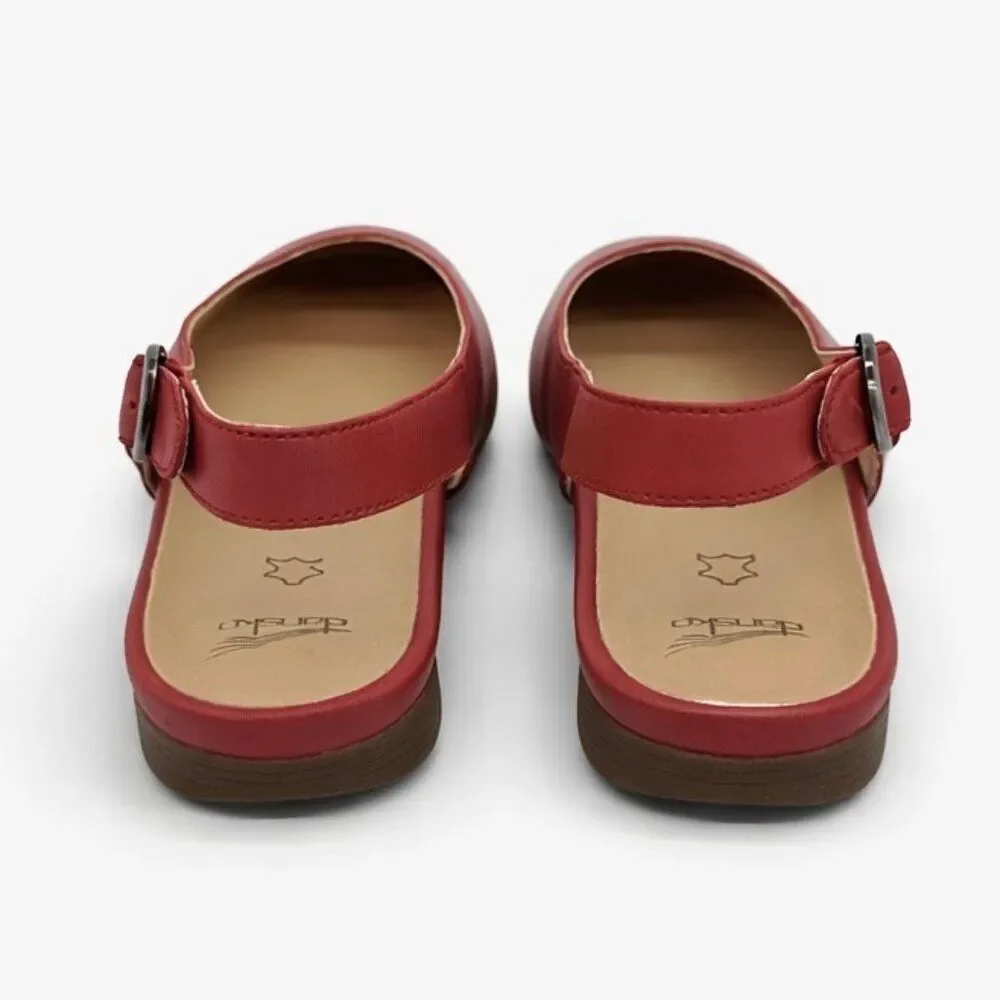 Dansko Lea Supportive Red Burnished Nappa Leather Slingback Flats Womens 42 EU